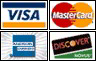 Mastercard, Visa, AMEX, Discover